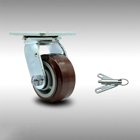 Service Caster 4 Inch SS Polyurethane Swivel Caster with Roller Bearing and Swivel Lock SCC SCC-SS30S420-PPUR-BSL